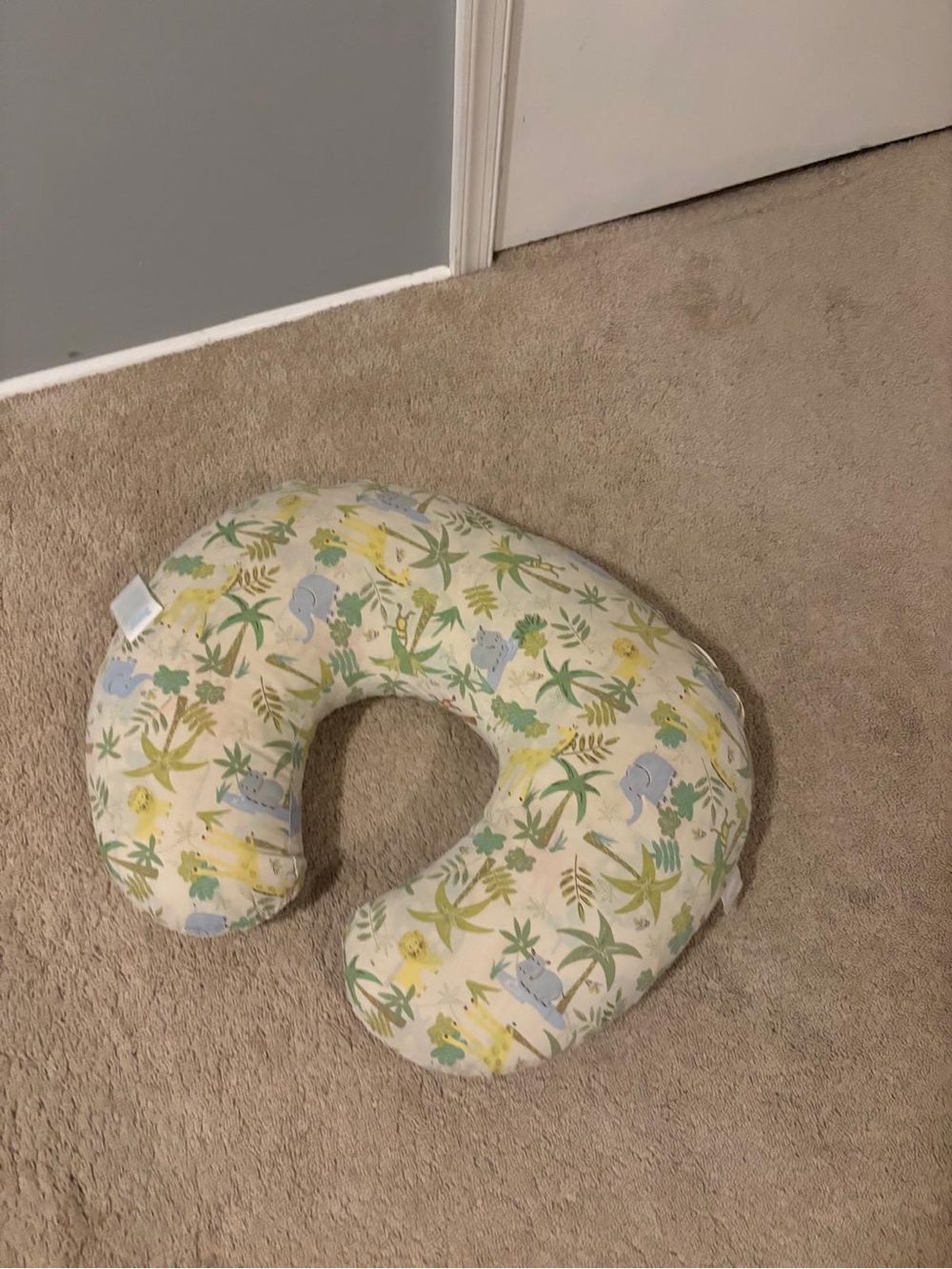 Nursery Nursing Pillow - Yellow & Green Jungle Print